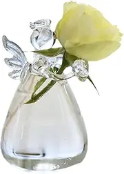 Glass Angel Flower Vase - Transparent Centerpieces Angel Flower Container - Small Hydrobody Plant Container, Decorative Hydroponic Planter Vases for Balcony, Garden