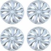 4PCS Universal Wheel Cover Hubcap Replacement R14 R15 R16 Inch Hub Caps Wheel Rim Cover PP Tire Accessories Snap On SUV Truck(4Pcs R16 Silver)