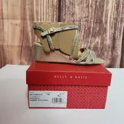 Kelly & Katie Womens Tahada HF Silver Wedge Heel Strappy Sandals Size 7 M