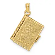 14K Yellow Gold 3-D W/ Moveable Pages Prayer Of Jabez Book Charm