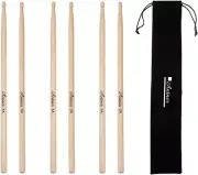 Antner 3 Pairs Drum Sticks 5A Classic Maple Drumsticks Wood Tip Drumstick