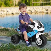 CostwayKids Ride on Motorcycle with Training Wheels Head Light-Blue