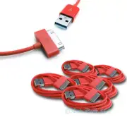 5 PCS USB SYNC DATA POWER CHARGER CABLE IPAD IPHONE IPOD CLASSIC TOUCH NANO RED