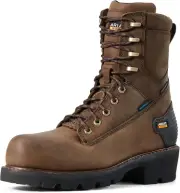 Ariat Men's Powerline 8" Waterproof Composite Toe Work 7.5, Oiled Dark Brown