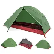 Waterproof Backpacking Tent Ultralight 1/2 Person Lightweight Army Green