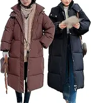 [JEShifangjiusu] Women Comfortable Casual Knee Length Padded Jacket Winter Warm Long Down Jacket Long Sleeve Thick Jacket Parka, Colour 5, L