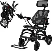 Lightweight Folding Electric Wheelchair - Spray Sand Black - Detachable Cushion with Detachable Battery - Adjustable Leg Height - High Power 500W/24V Motors - Add Headrest