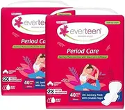 everteen XXL Cottony-Soft Sanitary Napkin Pads with Neem and Safflower for Women - 2 Packs (40 Pads Each, 320mm)