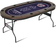RAYKEEP Poker Table Foldable, 8 Player Folding Poker Tables w/Collapsible Legs, Casino Grade Felt, Padded Rails and Cup Holders, Portable Poker Table for Texas Holdem Poker and Blackjack, 71 Inch