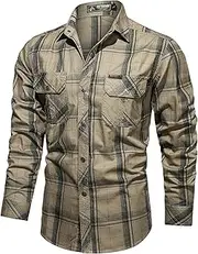 [Generic] Men's Outdoor Shirts Long Sleeve Hiking Fishing Button Shirts Lightweight Quick Dry Outdoor Shirts with Pockets