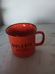 Bulleit Frontier Whiskey - 8 oz Ceramic Coffee Mug Cup Orange with Black Rim