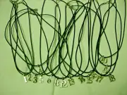Soccer Jewelry Player's 8" lthr cord Necklace Black with silver tone Numbers