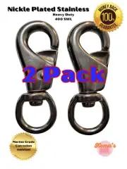 4" Nickle Plated stainless steel Bull snap with 1" round swivel eye. Big Clasp