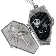 Silver Pocket Watch Novelty Skull Skeleton Quartz Watch Necklace for Halloween