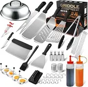 43PCS Griddle Accessories Kit, Professional Grill Tools, Set Stainless Steel Griddle Spatula Set with Tongs, Smash Burger Press with Carry Bag for Outdoor Camping Grilling