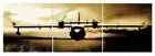 Twin Propeller Airplane In Flight Over Water 24" x 24" 3 Piece Canvas Print Set