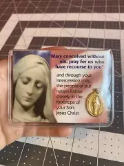 The Virgin Mary To Saint Catherine Laboure Pendant & Rare Holy Card