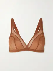 [NUBIAN SKIN] NUBIAN SKIN - Stretch-tulle Soft Cup Bra - Light brown - 30 B/C 30 B/C Brown