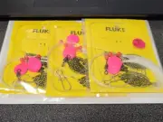 3 NJ Hand Tied Hi-Lo English Style Dbl. Spin/PINK Fluke/Summer Flounder Rigs