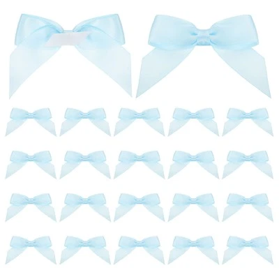 2" Satin Ribbon Bow, 30 Pcs Mini Bows for DIY Craft Gift, Light Blue