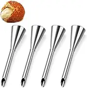 HULISEN 4Pcs Cream Icing Piping Nozzle Tip Stainless Steel Long Puff Nozzle Tip Decorating Tool