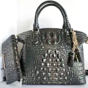 Brahmin Duxbury Dome Satchel Agate Metallic Leather Bag+Wallet+Tassel NWT*HTF