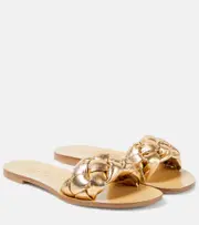[Souliers Martinez] Souliers Martinez Pelota braided leather slides AU 4 gold