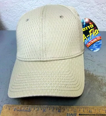 Khaki Tan Flexi Fit L/XL mesh over canvas style hat, OTTO A-Flex, NEW w tags