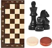 Chess Set, Folding Chess Board Kit, Wooden Educational Portable Backgammon Folding Tournament Equipment for Adults Travel