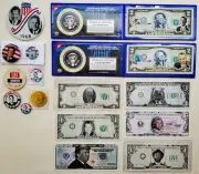 Presidential Buttons & Campaign Money - Trump, Clintons, LBJ, Nixon, Reagan
