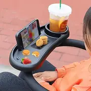 Baby Stroller Snack Tray, Snack Tray with Cup Holder Universal Pram Food Tray Removable Reusable Storage Holder with Adjustable Buckle and Hooks for Strollers