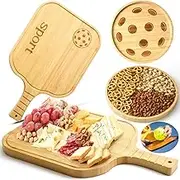 Patelai Pickleball Charcuterie Boards Set Pickleball Gifts for Women and Men Cheese Board with Handle 16.1 x 10.2 Inch and Plate 10.2 Inch Serving Tray Cutting Board Set for Fans Club Gatherings