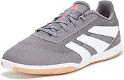 [adidas] Unisex Club Indoor Soccer Shoe, Grey Strata/White/Lucid Red, 8 Women/7 Men