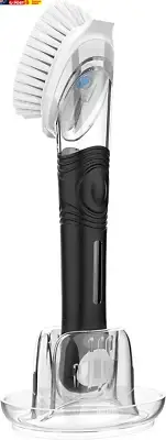 Soap Dispensing Dish Brush Storage Set, Kitchen Brush with Holder for Pot Pan Si