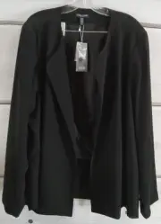 Eileen Fisher Woman Size 24W Black Round Neck Straight Jacket F4TRE-J8780X