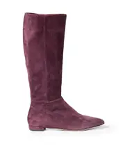 Purple Suede Pointed-Toe Long Boots