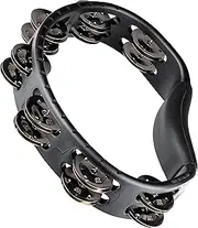 Meinl Percussion Hand Held Tambourine - with 2 Rows of Steel Jingles and Guiro Playing Surface - Easily Mountable - Musical Instrument - ABS Plastic, Black (HTMT1BK)