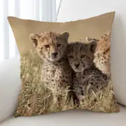 Adorable Wild Cheetah Cubs Cushion Cover