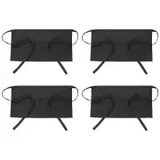 Waist Apron, 4 Pack Waitress Short Apron with 3 Pockets, Black