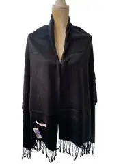 Pashmina Wrap Shawl Fringed Black Fringed Elegant Holidays Formal Gift NWT