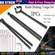 Knife Making Tongs Set Tools Blacksmith Bladesmith Tongs Vise Anvil Forge 3 PCS