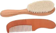 GARVALON 1 Set Wooden Comb and Wool Brush Natural Hair Care Supplies for Ergonomic Handle Gentle Scalp Massager Shower Present