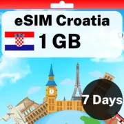 eSIM Croatia - 1 GB - 7 Days - Travel eSIM | QR code activation