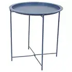 1x Matt Navy Round Steel Tray Table Living Room Sofa Side End Coffee Tables