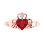 1.55 Heart Cut Irish Celtic Tourmaline Promise Bridal Wedding Ring 14k Rose Gold