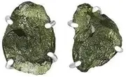 [Generic] Rough Moldavite Stud Earring From Czech Republic Gemstone 925 Solid Sterling Silver Handmade Designer Jewelry, Sterling Silver, No Gemstone