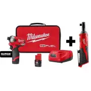 Milwaukee SURGE Hydraulic Driver Kit 1/4" + Ratchet 3/8" 12V Li-Ion Brushless