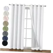 Maya 100% White Blackout Curtains 84 Inch Length 2 Panels Set, Greyish White