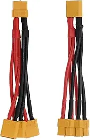 eMagTech 2PCS XT60 Parallel Battery Connector Cable 14AWG Y Splitter 3-Way Wire 1 Male to 3 Female XT60 Cable + 1 Female to 3 Male XT60 Cable for RC Battery Motor