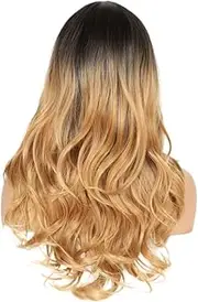WOONEKY Long Curly Wig Realistic Blond Wig Hood Comfortable Skin-friendly Hair Accessory